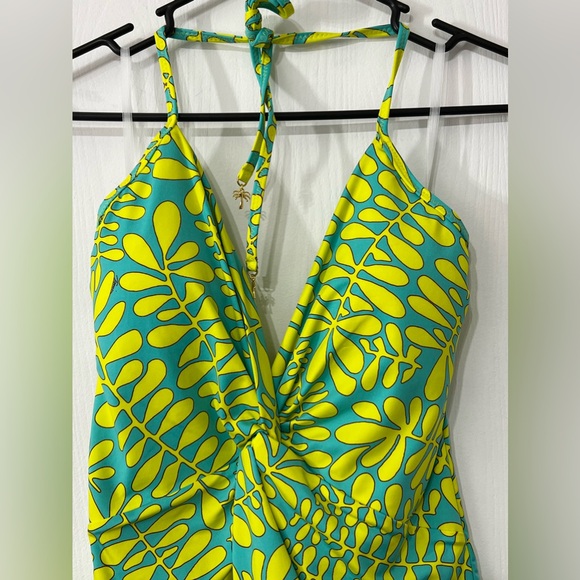 Trina Turk Trellis Twist Plunge One Piece Swimsuit Size 10 - Picture 5 of 16